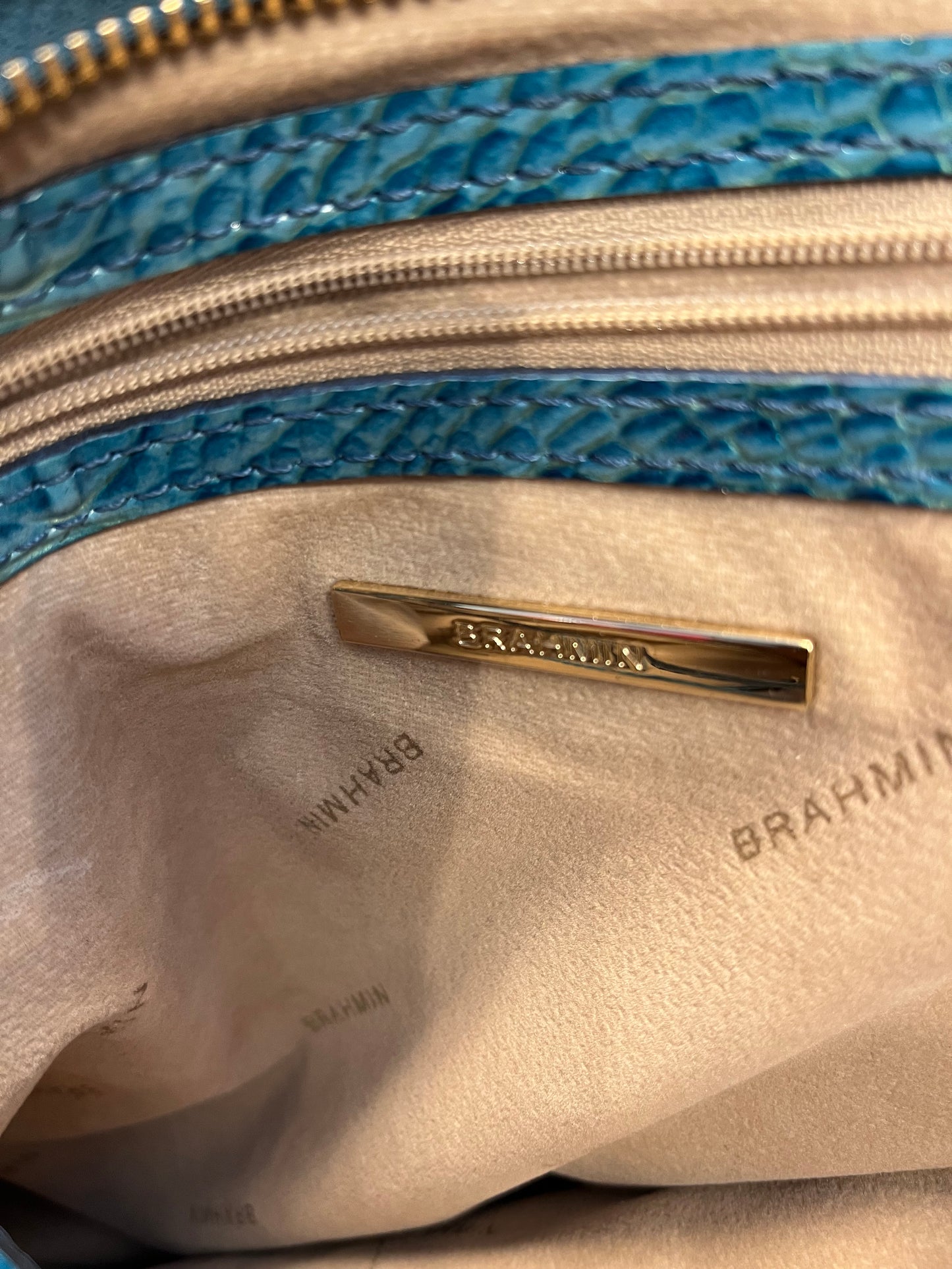 Brahmin April Mineral Blue Melbourne Shoulder tote handbag