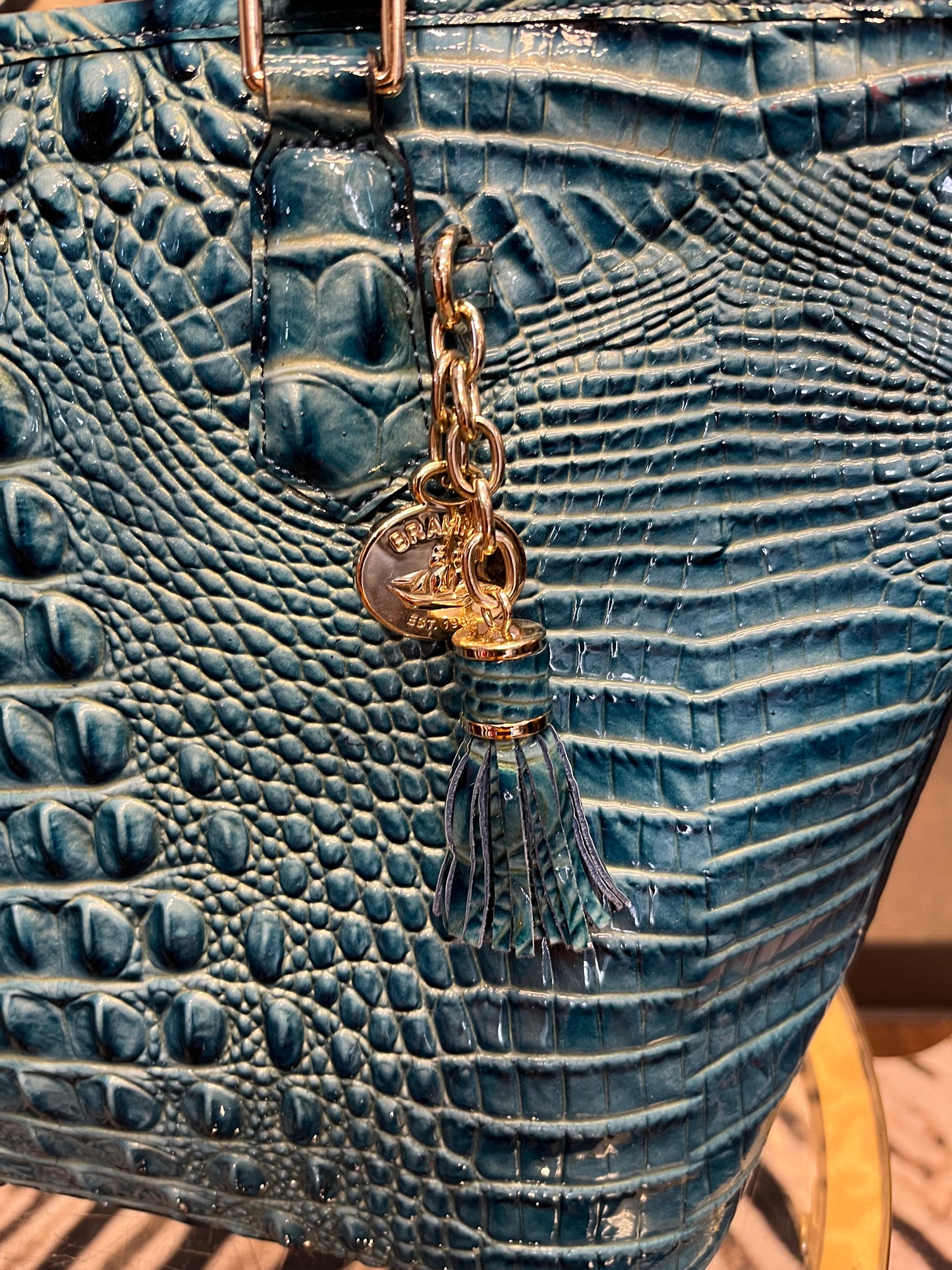 Brahmin April Mineral Blue Melbourne Shoulder tote handbag