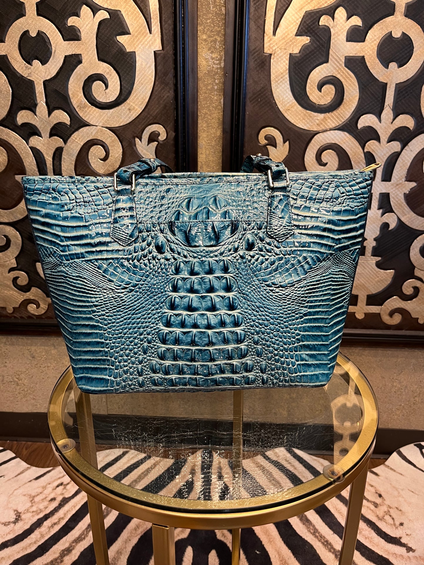 Brahmin April Mineral Blue Melbourne Shoulder tote handbag