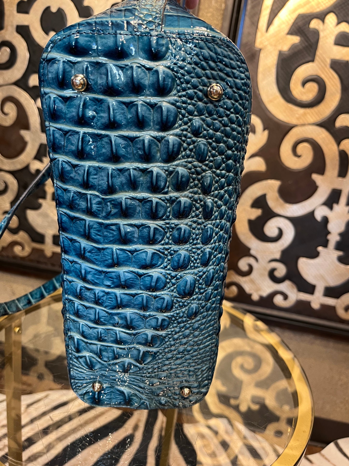 Brahmin April Mineral Blue Melbourne Shoulder tote handbag