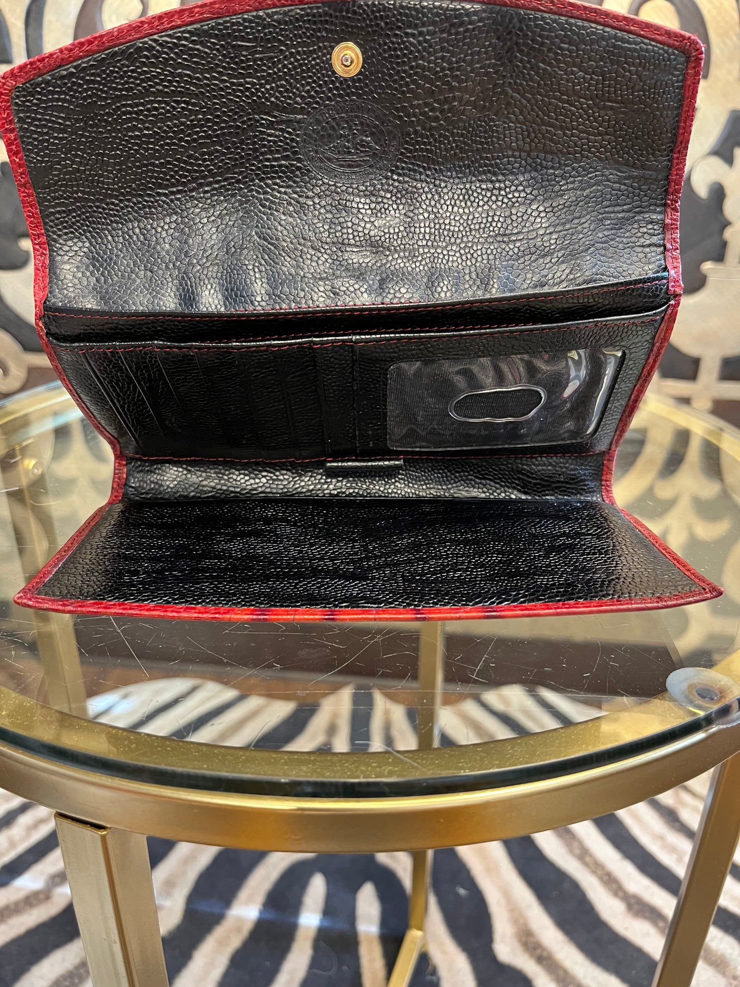 Brahmin crimson crock snap closure checkbook wallet