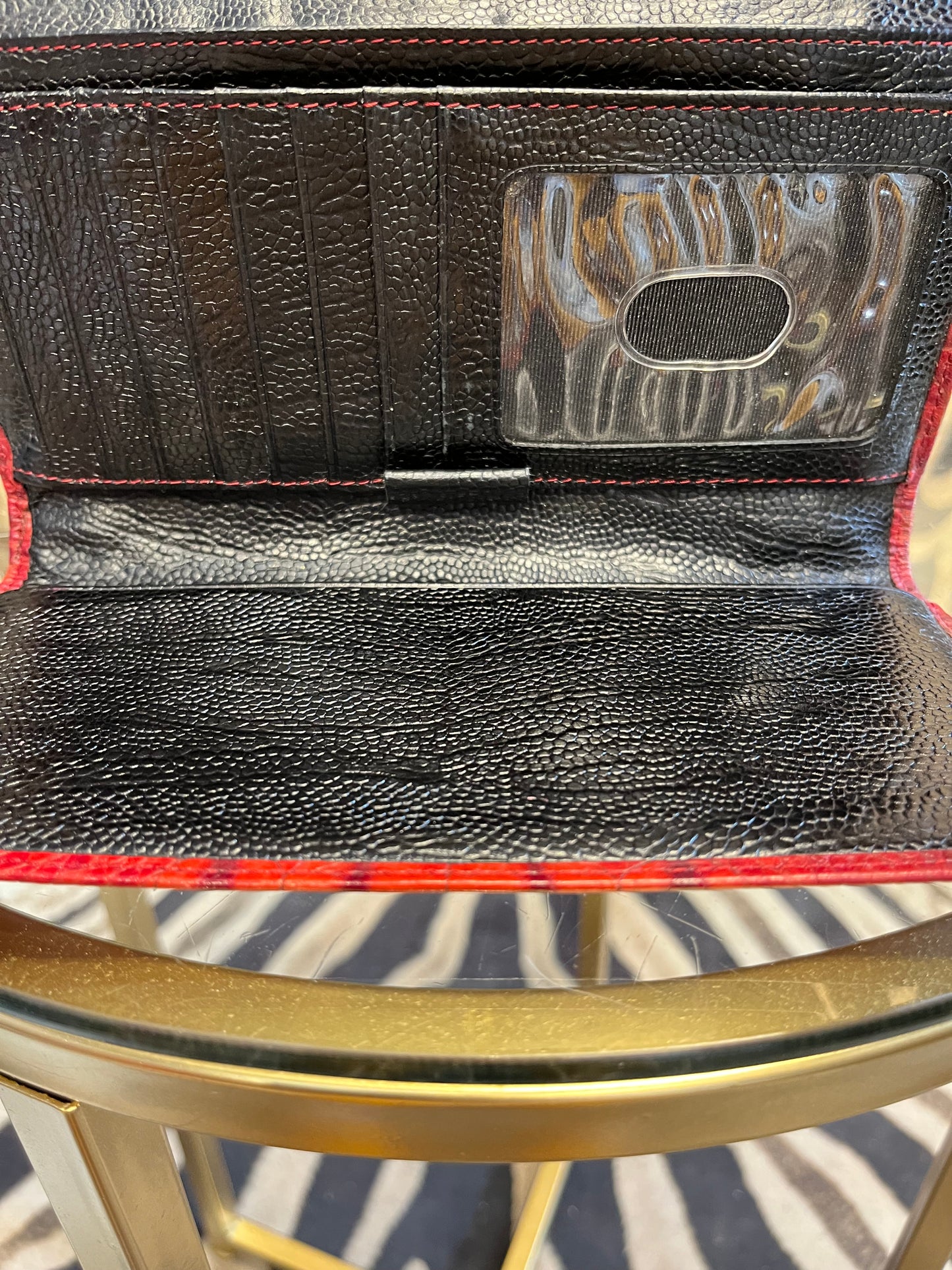 Brahmin crimson crock snap closure checkbook wallet