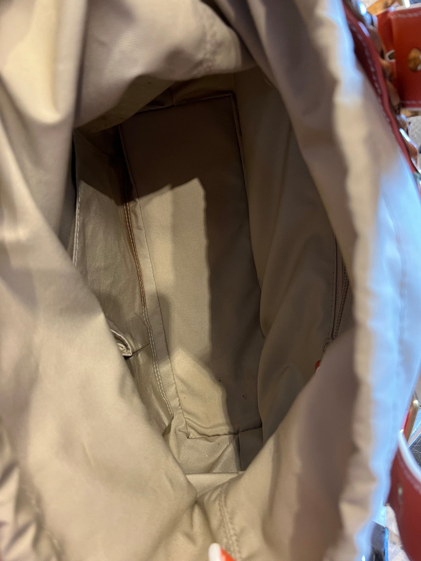 Cole Haan metallic pewter leather draw string handbag
