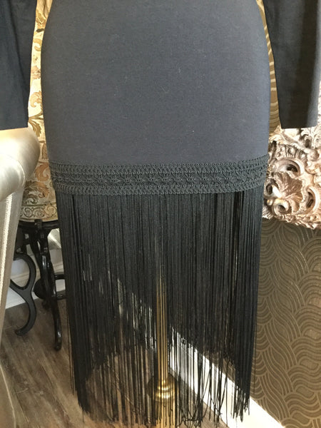 Vintage black taseel jacket dress