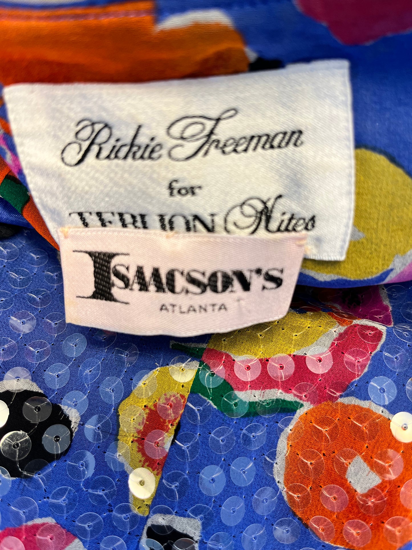 Rickie Freeman vintage silk multi floral sequin jacket