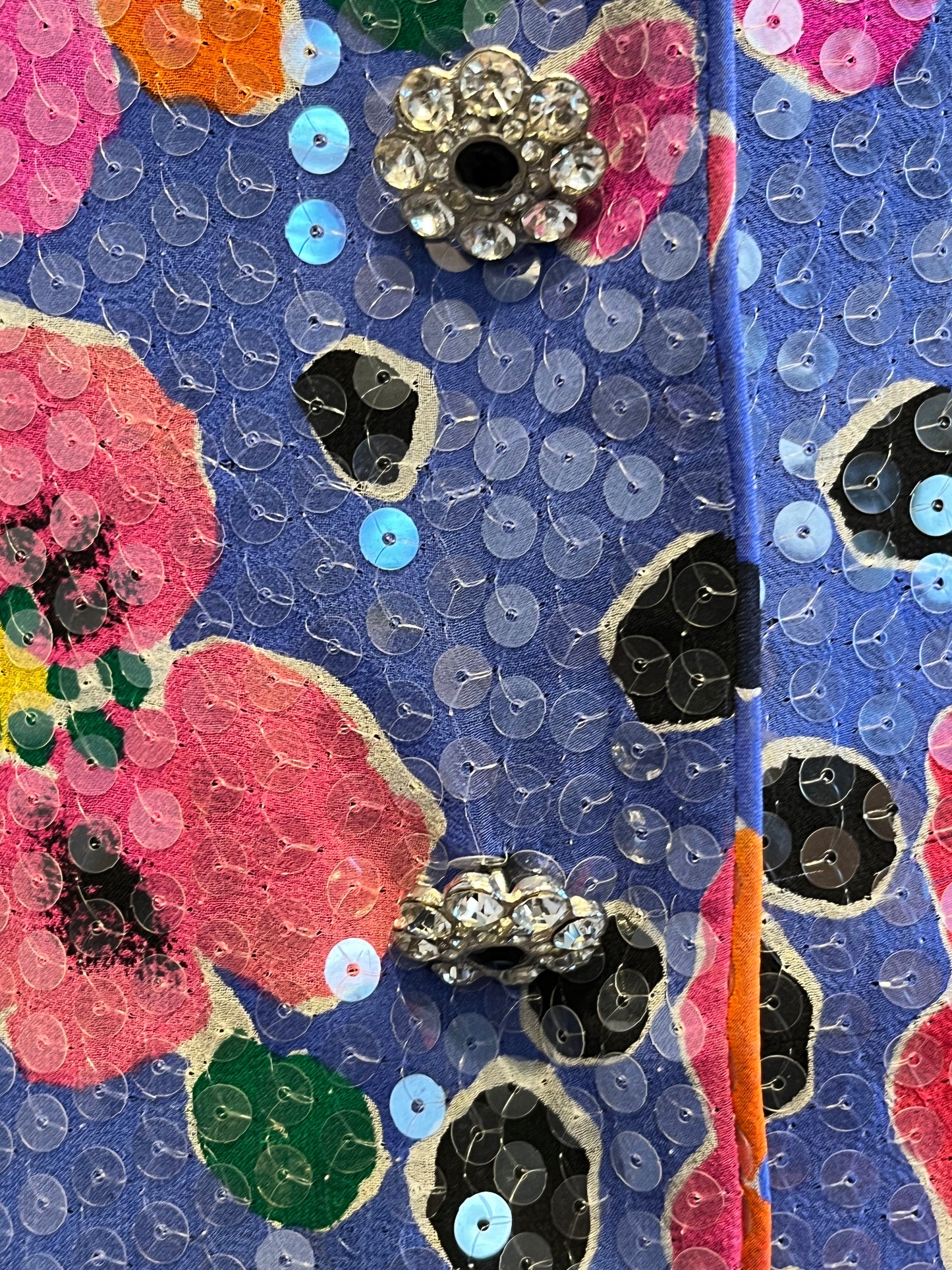 Rickie Freeman vintage silk multi floral sequin jacket