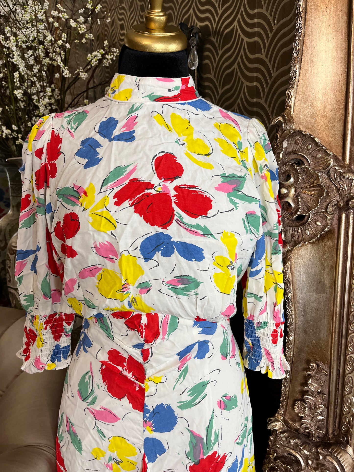 RIXO white floral maxi dress