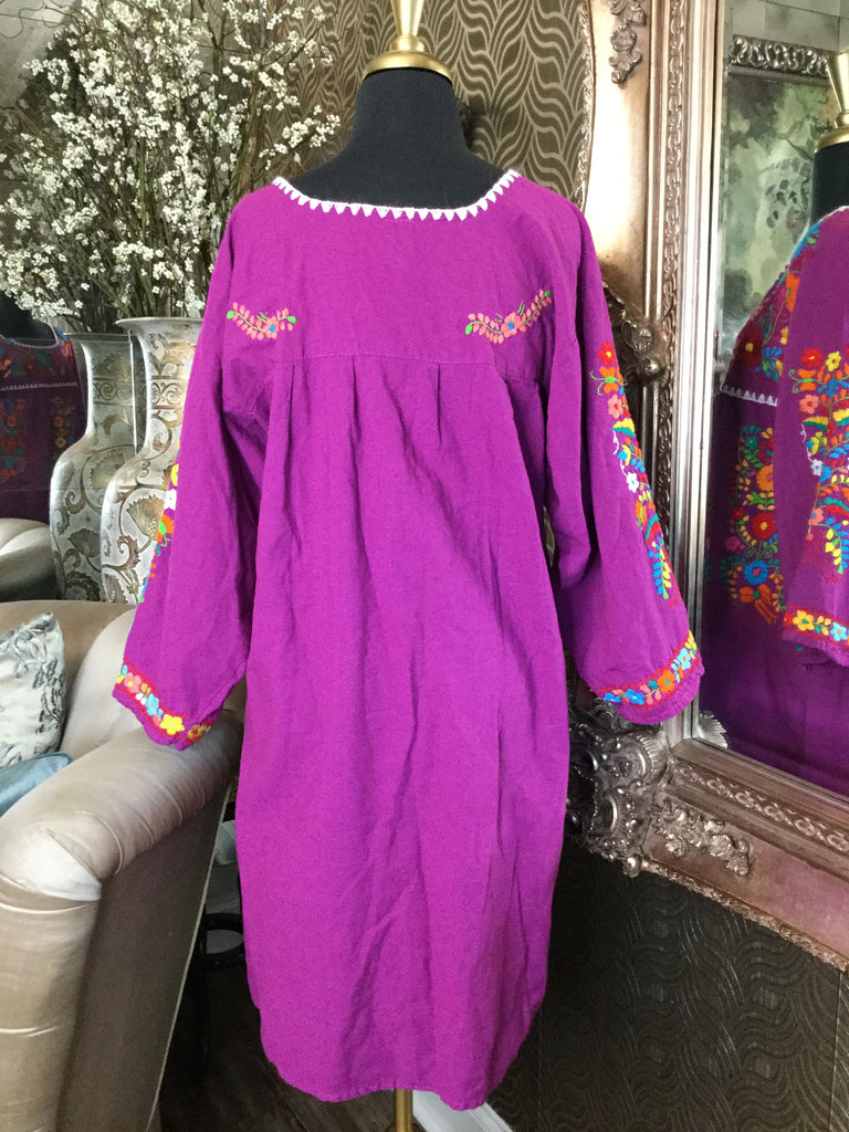 Purple multi floral embroidered dress