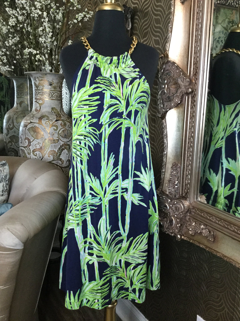 Lilly Pulitzer green blue leaf print dress