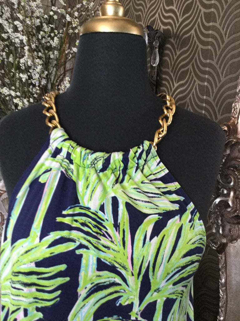 Lilly Pulitzer green blue leaf print dress