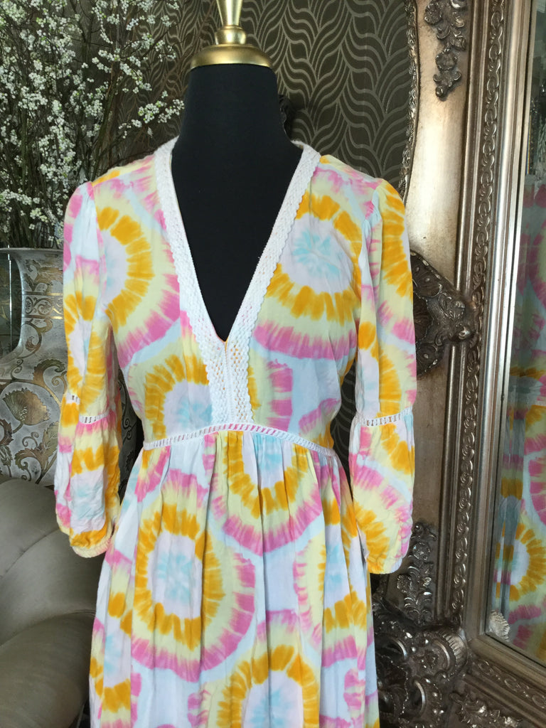 Crown & Ivy white multi tie dye print dress