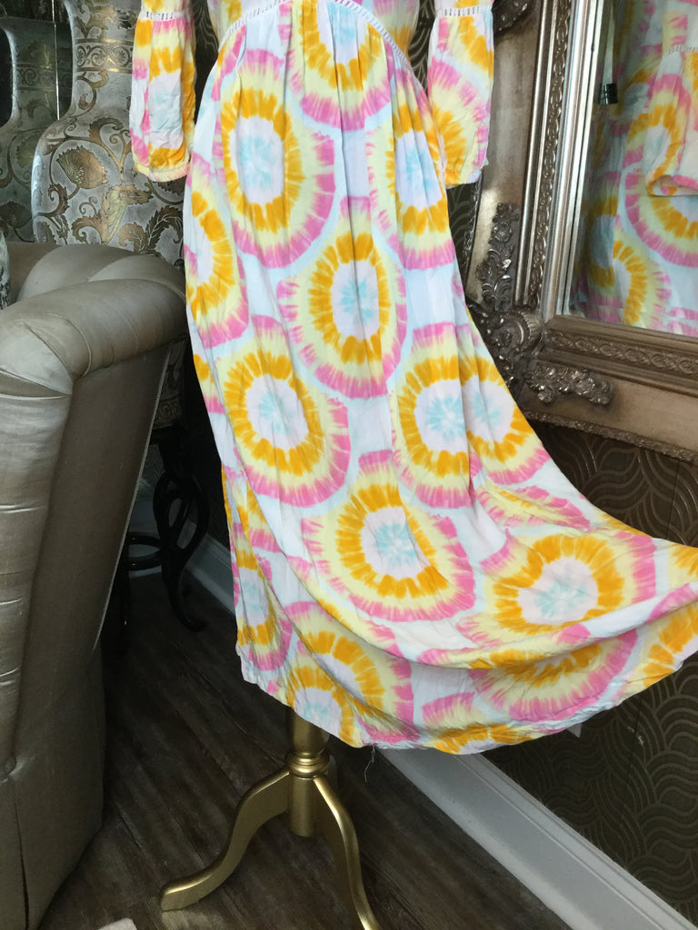 Crown & Ivy white multi tie dye print dress