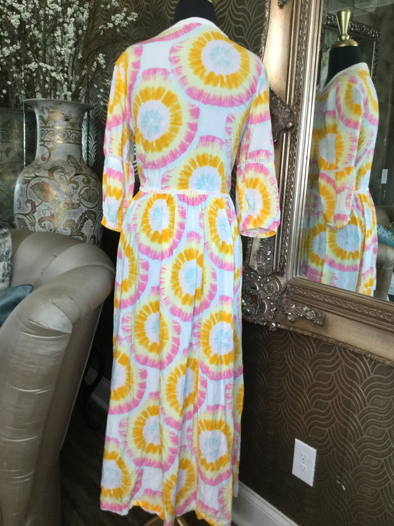 Crown & Ivy white multi tie dye print dress
