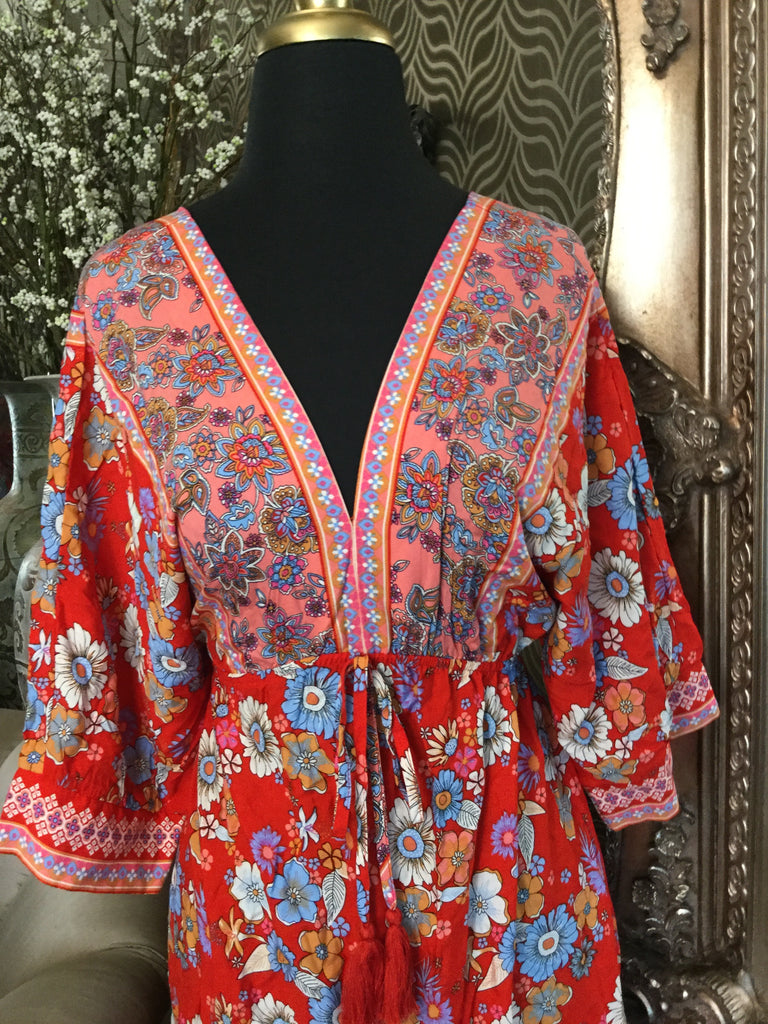 Salanta red multi floral print dress