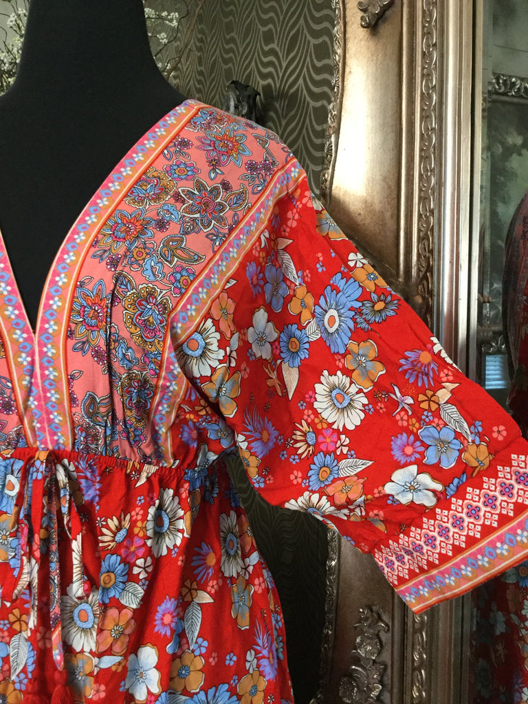 Salanta red multi floral print dress