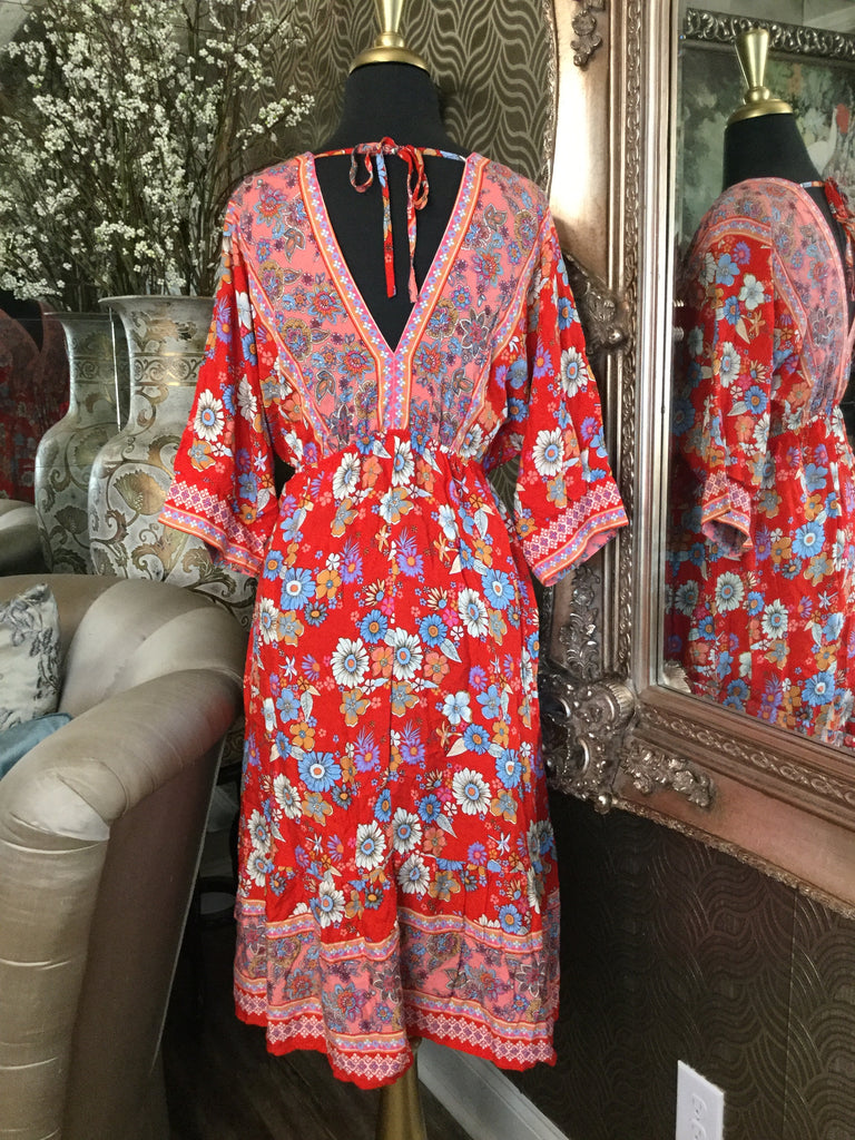 Salanta red multi floral print dress