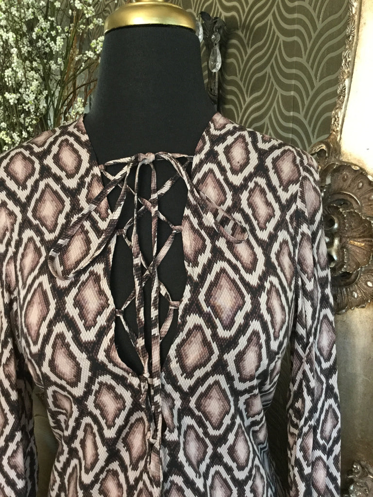 Cotton Candy tan diamond reptile print dress