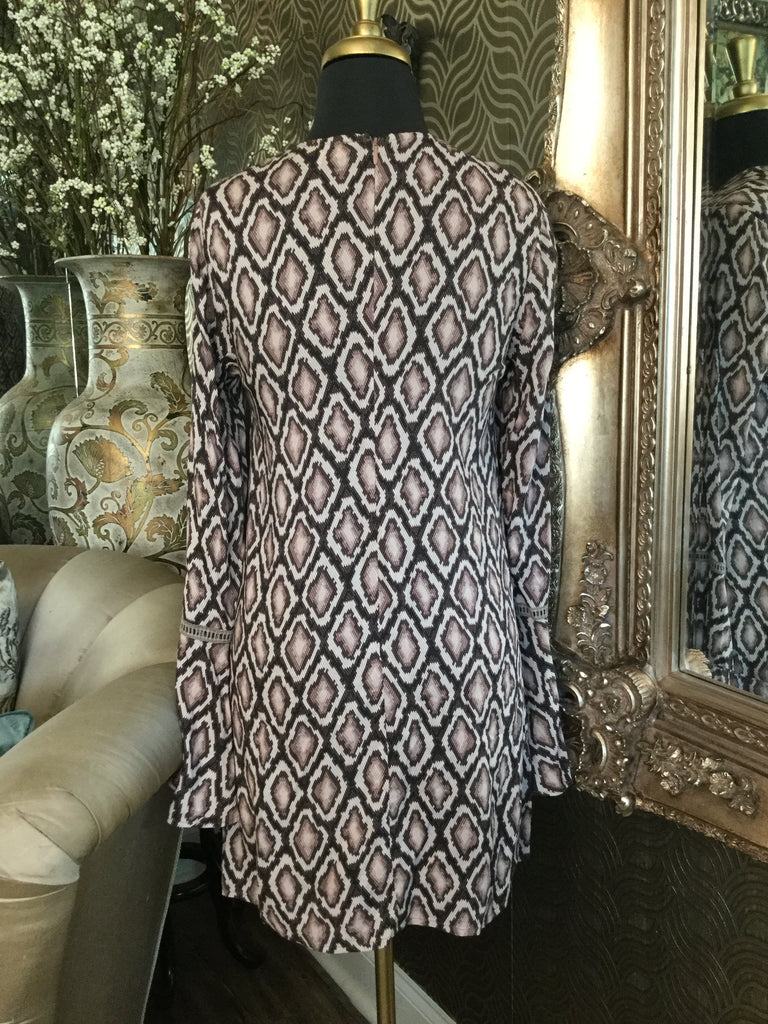 Cotton Candy tan diamond reptile print dress