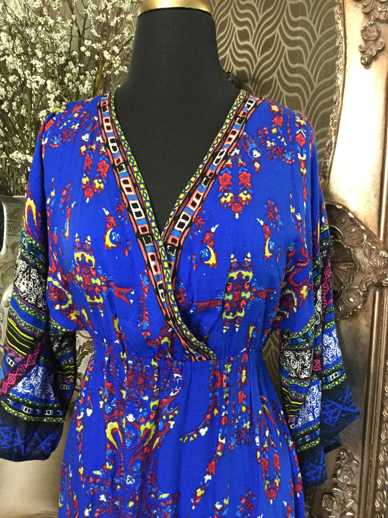 Flying Tomato blue multi print dress