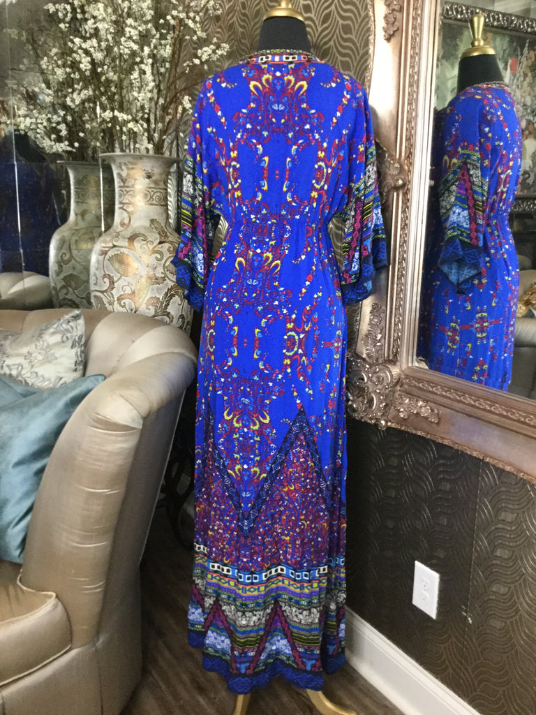 Flying Tomato blue multi print dress