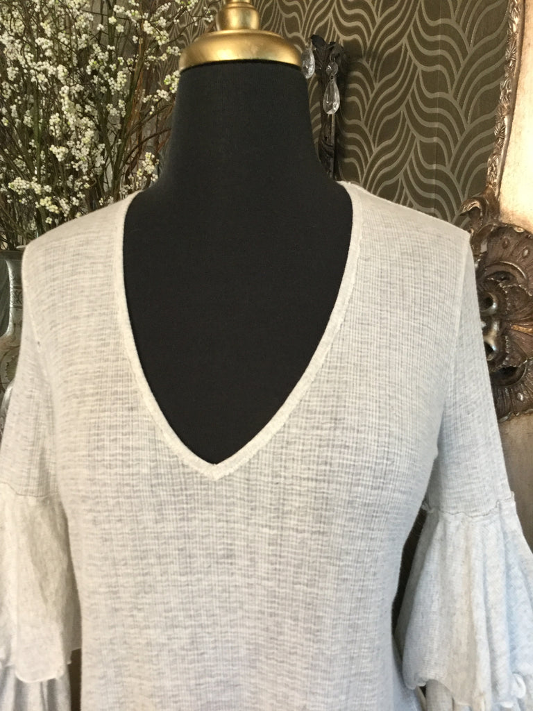 FP Beach light gray bell sleeve dress