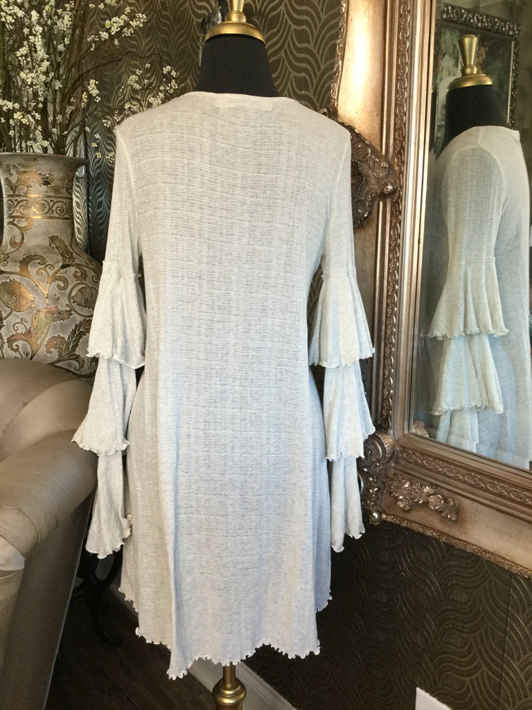 FP Beach light gray bell sleeve dress