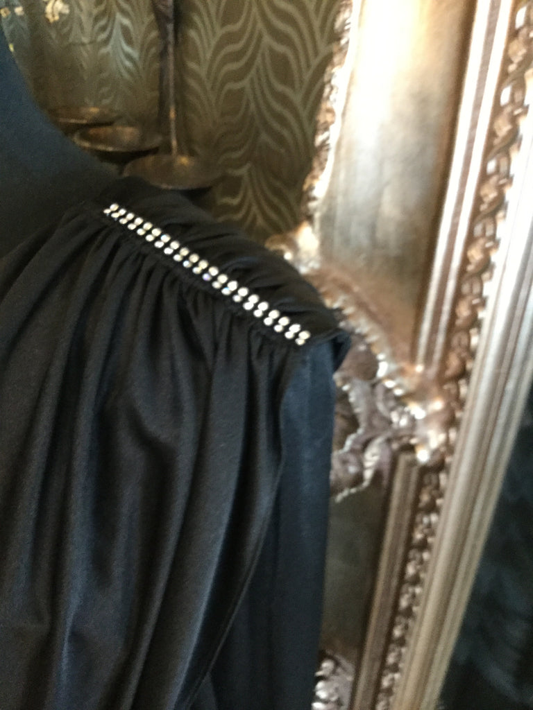 Vintage black jeweled drapey dress