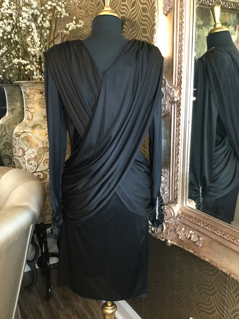Vintage black jeweled drapey dress