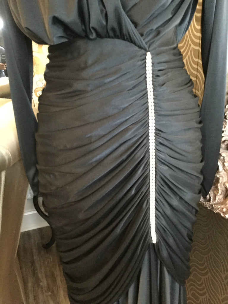 Vintage black jeweled double drapey dress