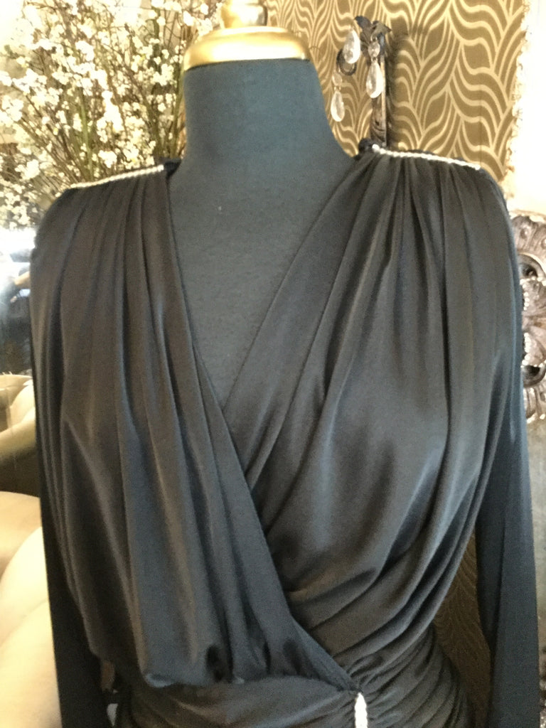 Vintage black jeweled double drapey dress