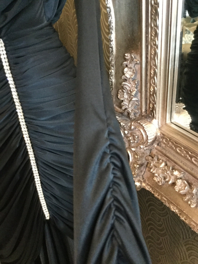 Vintage black jeweled double drapey dress