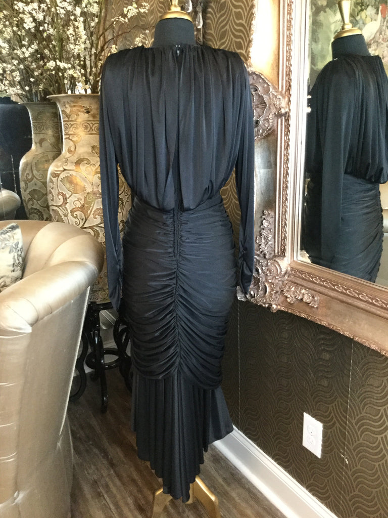 Vintage black jeweled double drapey dress