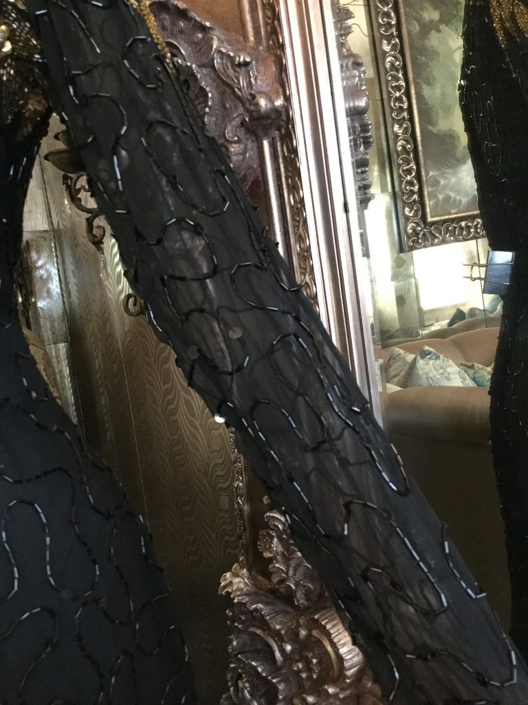 Vintage black gold sequin beaded dress