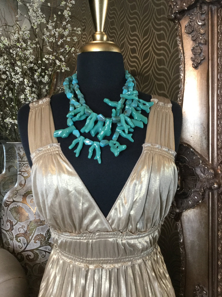 Gold metallic pleaded dress