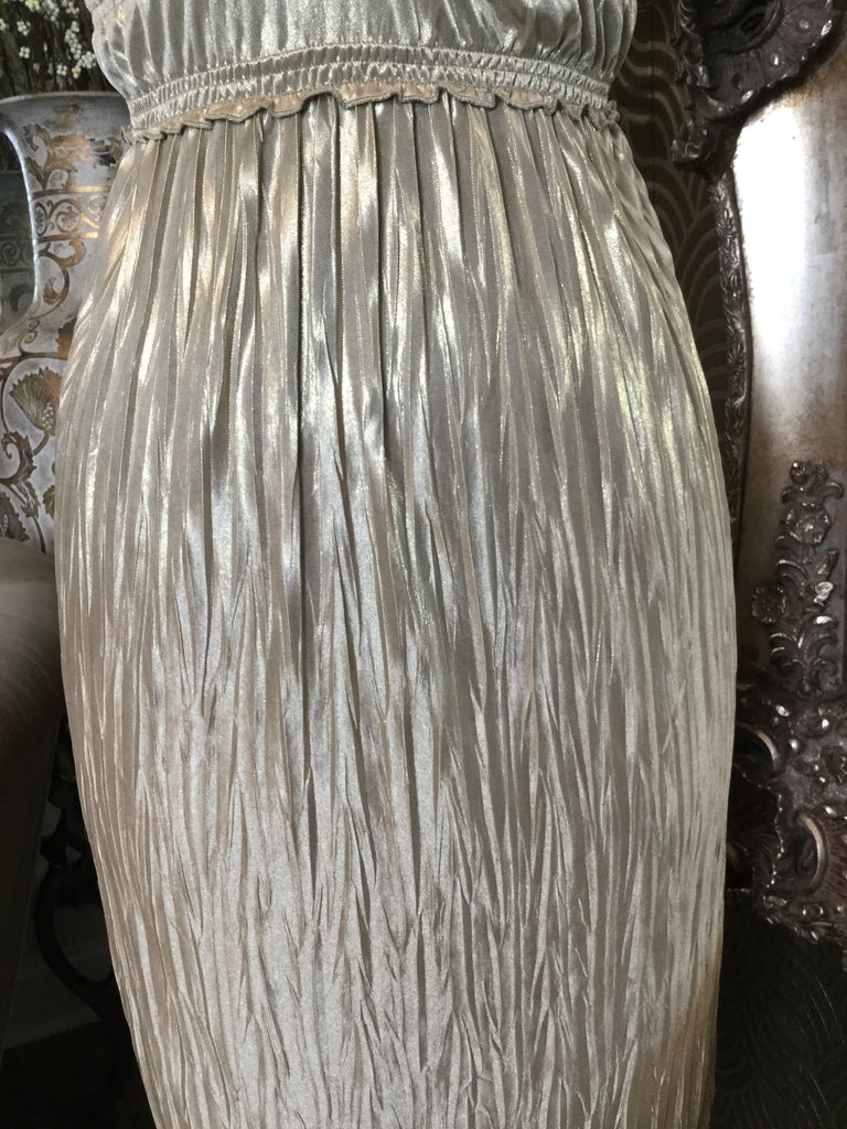 Gold metallic pleaded dress