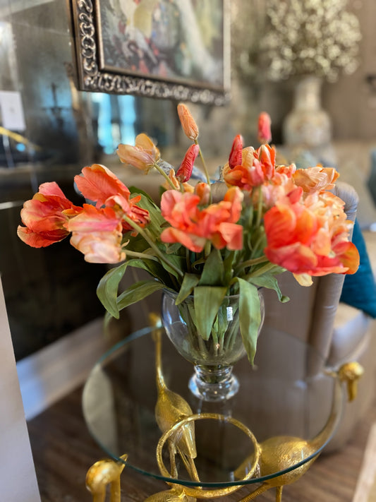 Cocktail tulip mix colorful orange glass vase arrangement