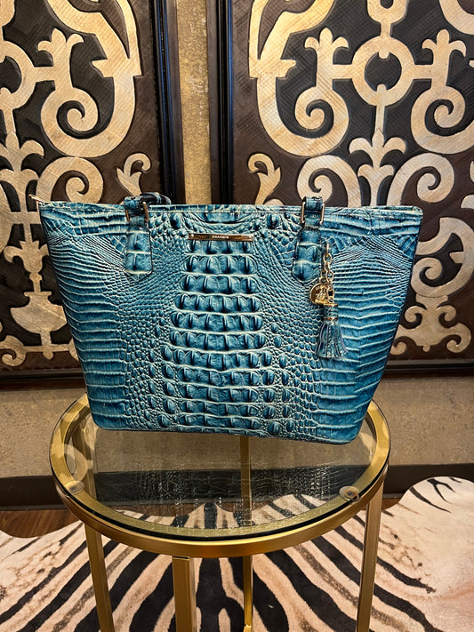 Brahmin April Mineral Blue Melbourne Shoulder tote handbag