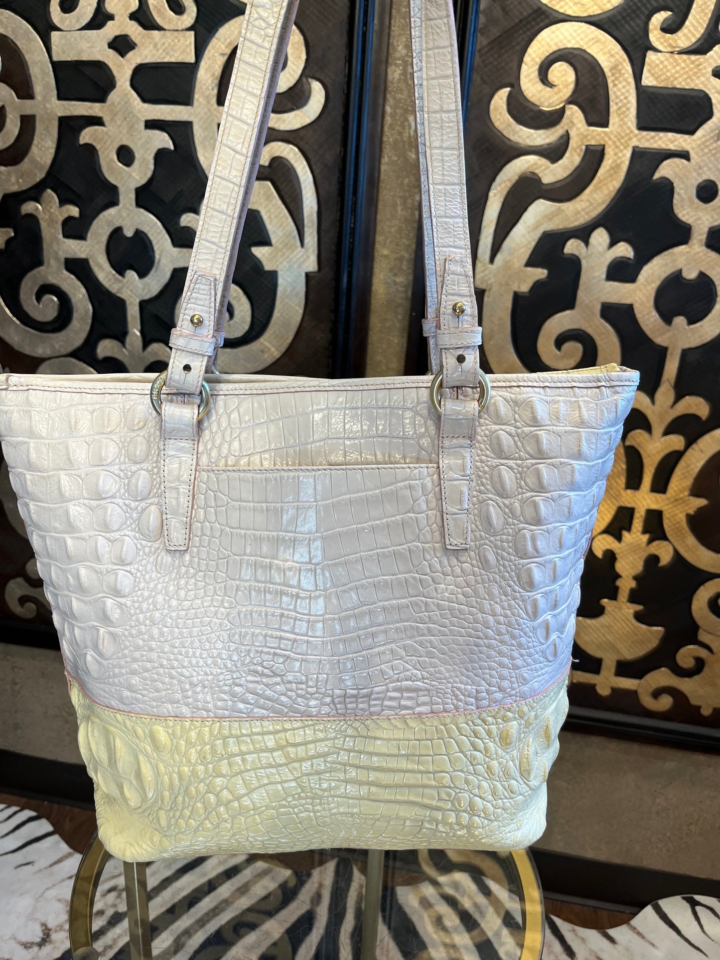 Brahmin Leather Dandillion cream/yellow handbag