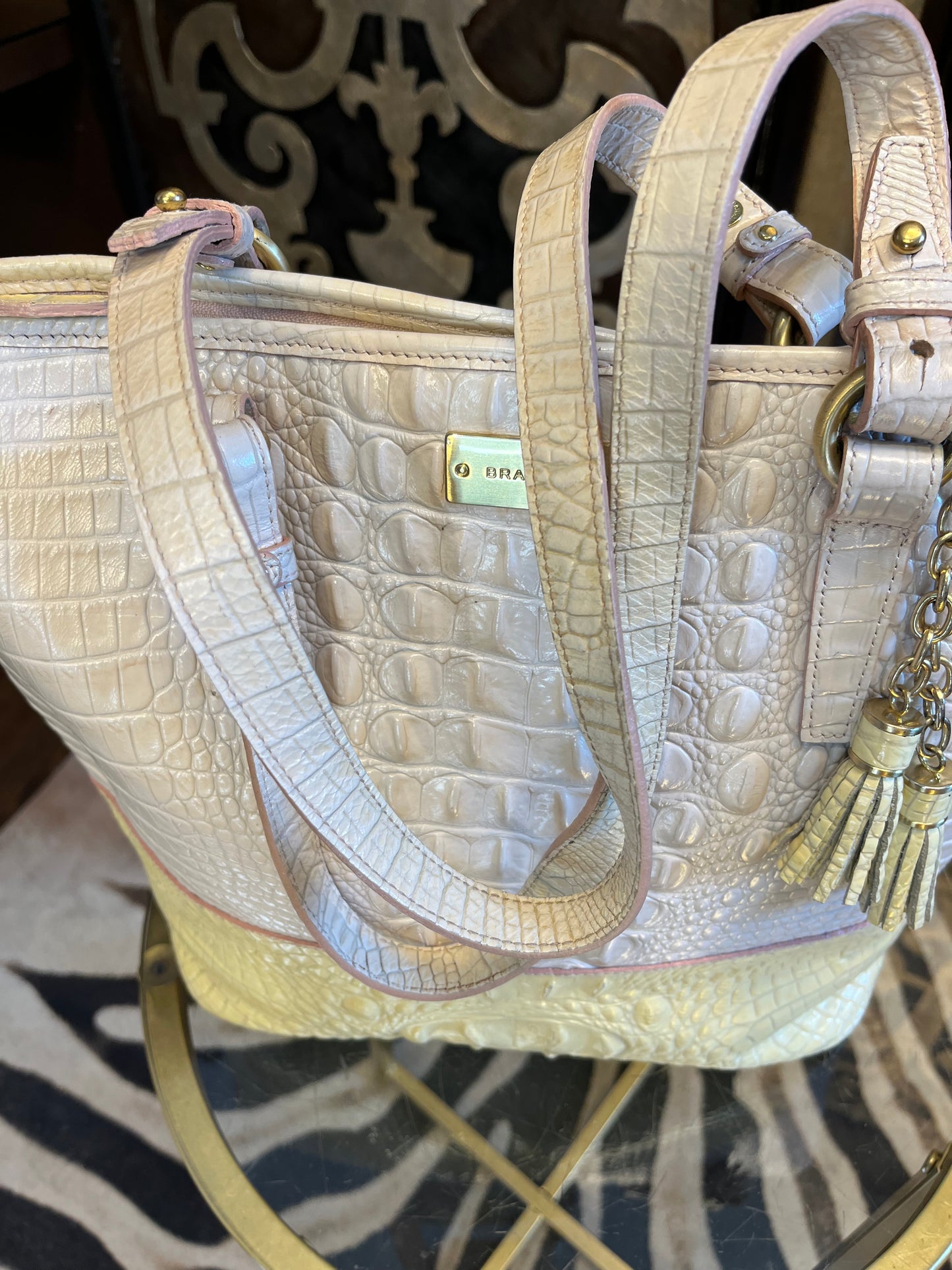 Brahmin Leather Dandillion cream/yellow handbag