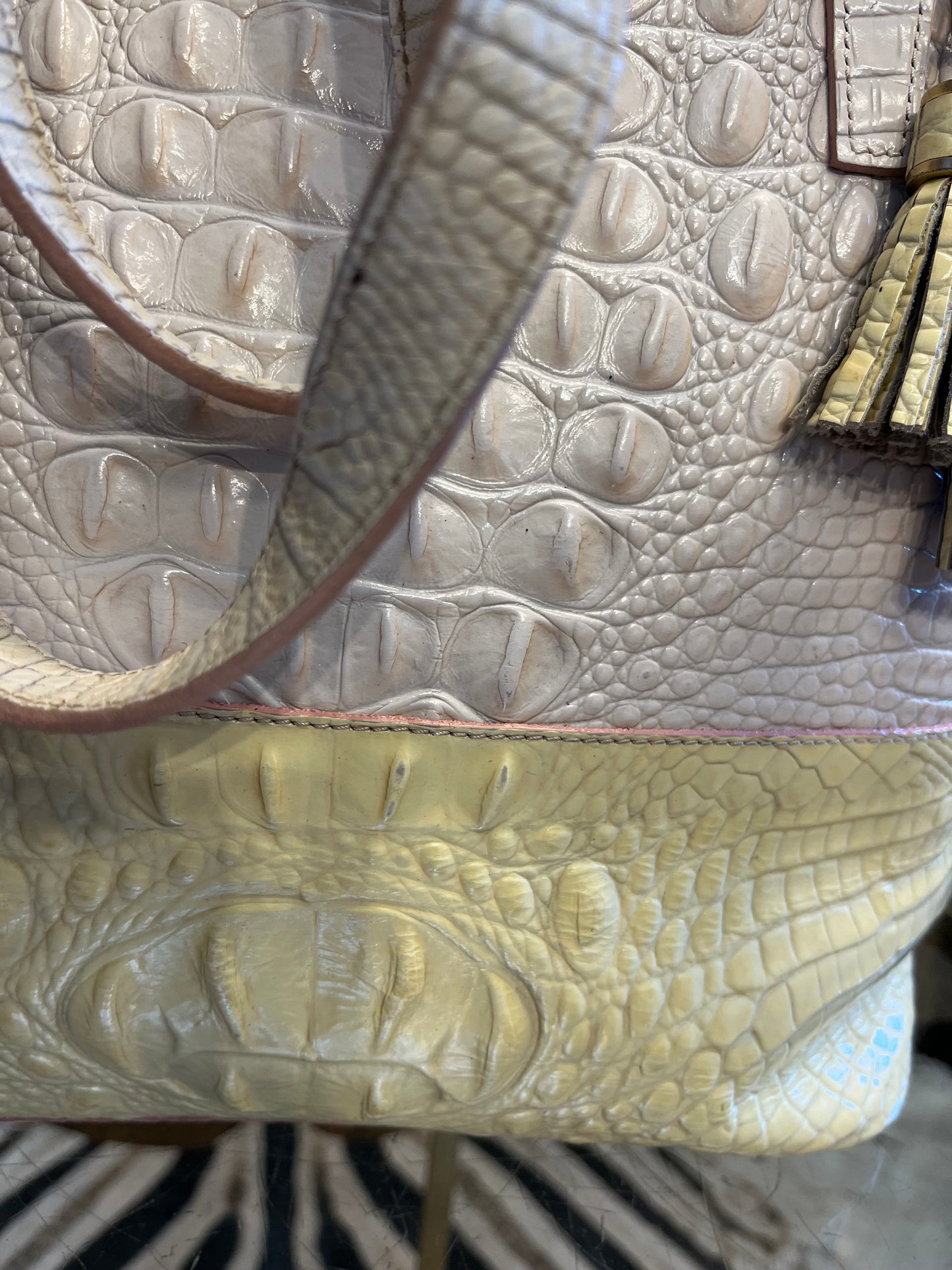 Brahmin Leather Dandillion cream/yellow handbag