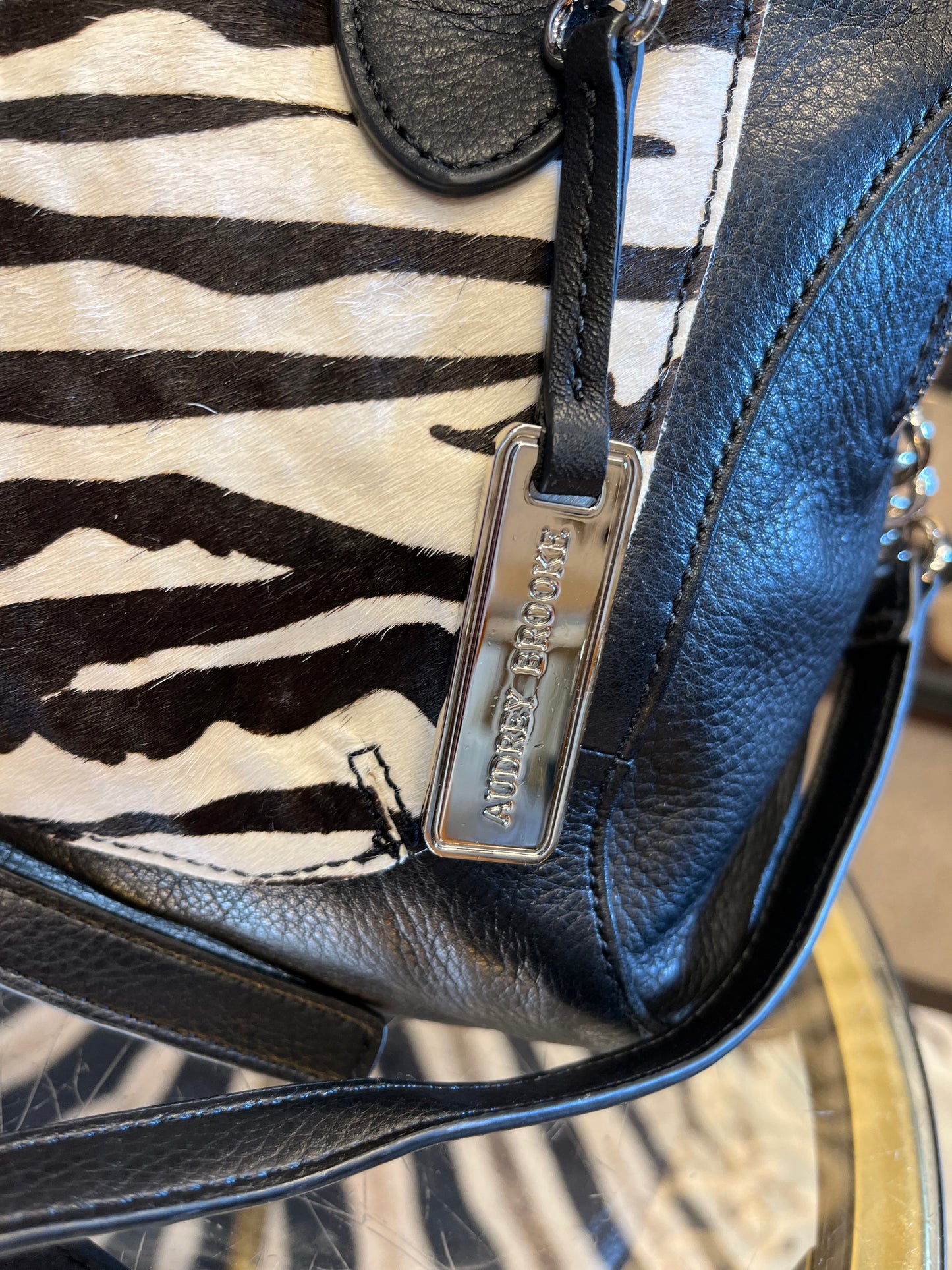 Audrey Brooke Zebra hair crossbody handbag