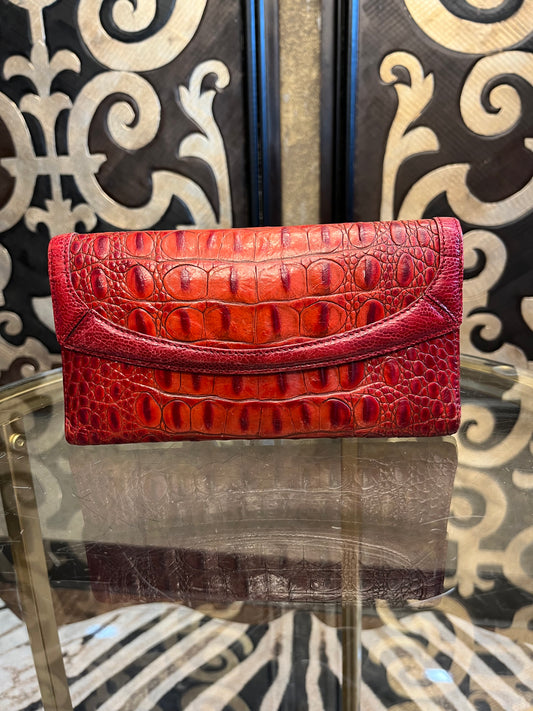 Brahmin crimson crock snap closure checkbook wallet