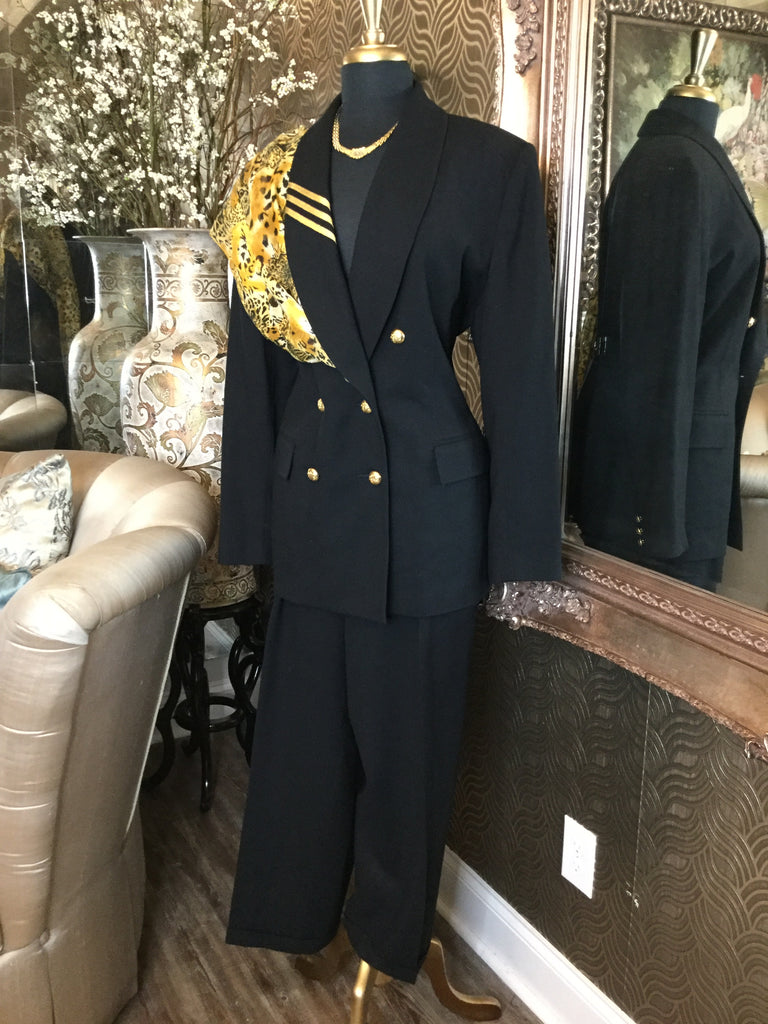 Vintage black gold trim jacket pants