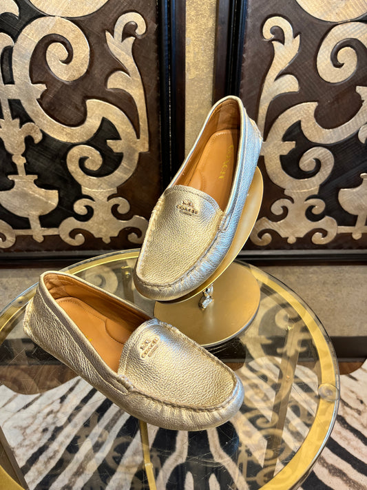 Coach metallic gold Marley leather loafers