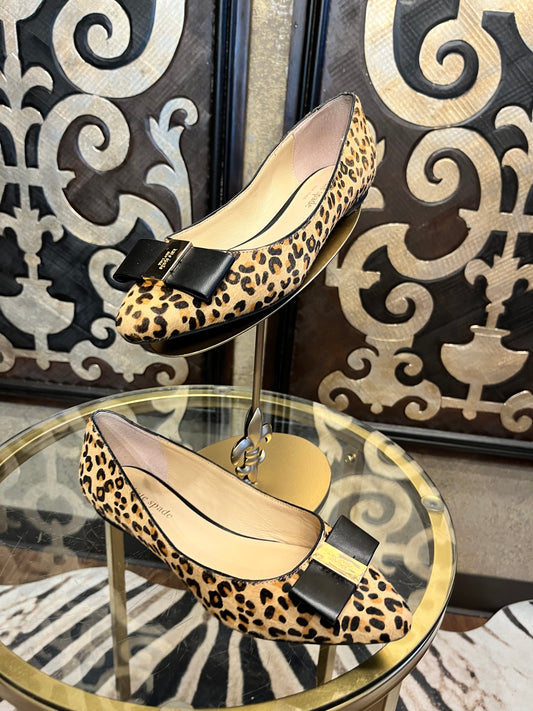 Kate Spade leopard print norah bow pointed toe flats