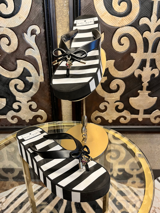 Kate Spade new york striped wedge slide-in sandals