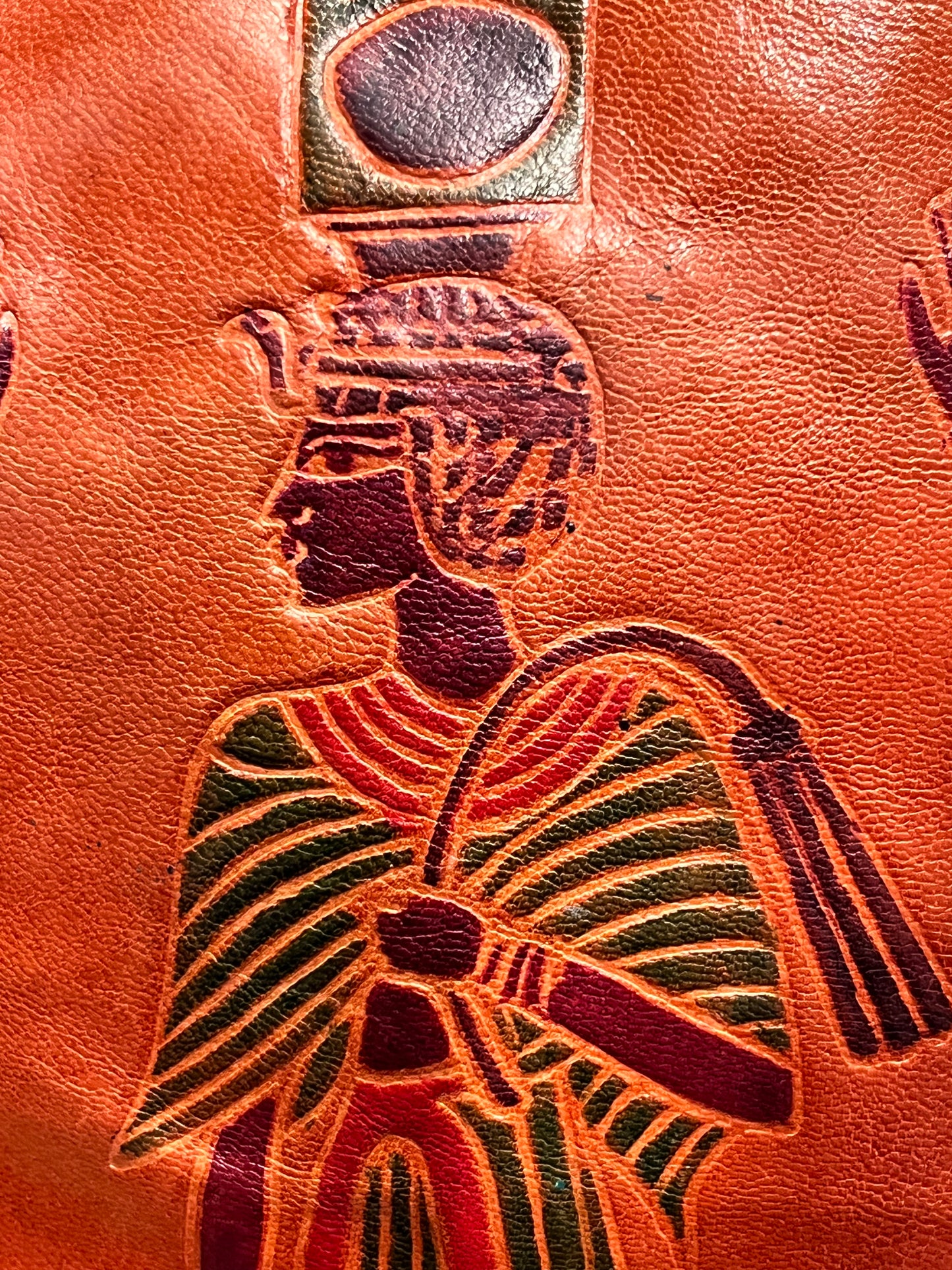 Egyptian hand painted leather shoulder handbag