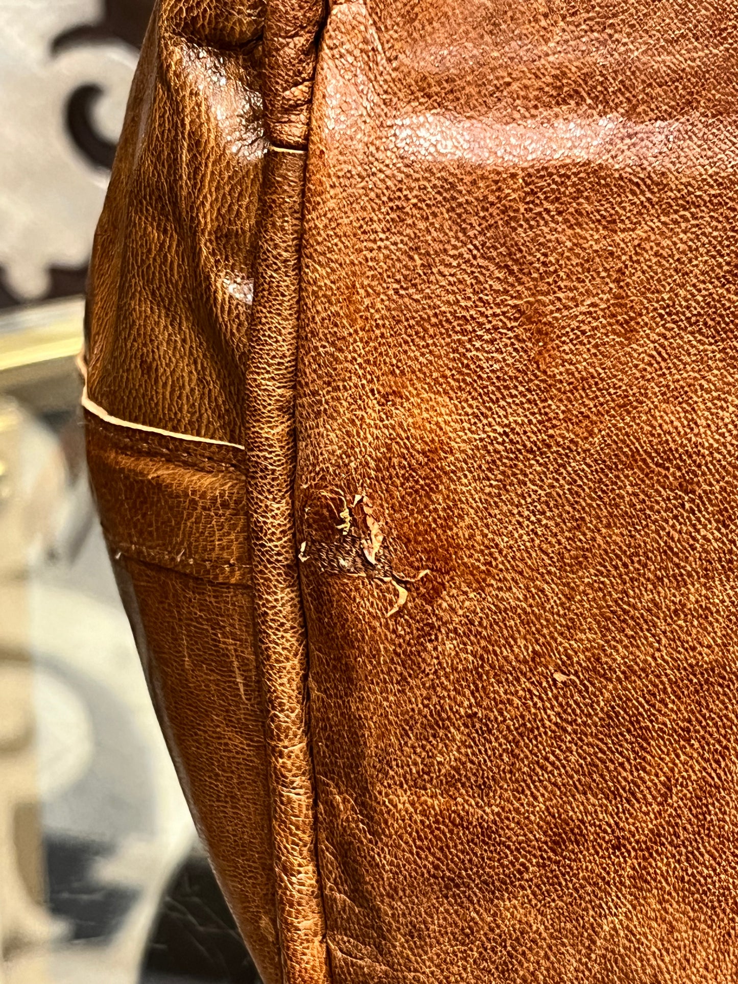 Snakeskin vintage 1970s brown drawstring  satchel crossbody handbag