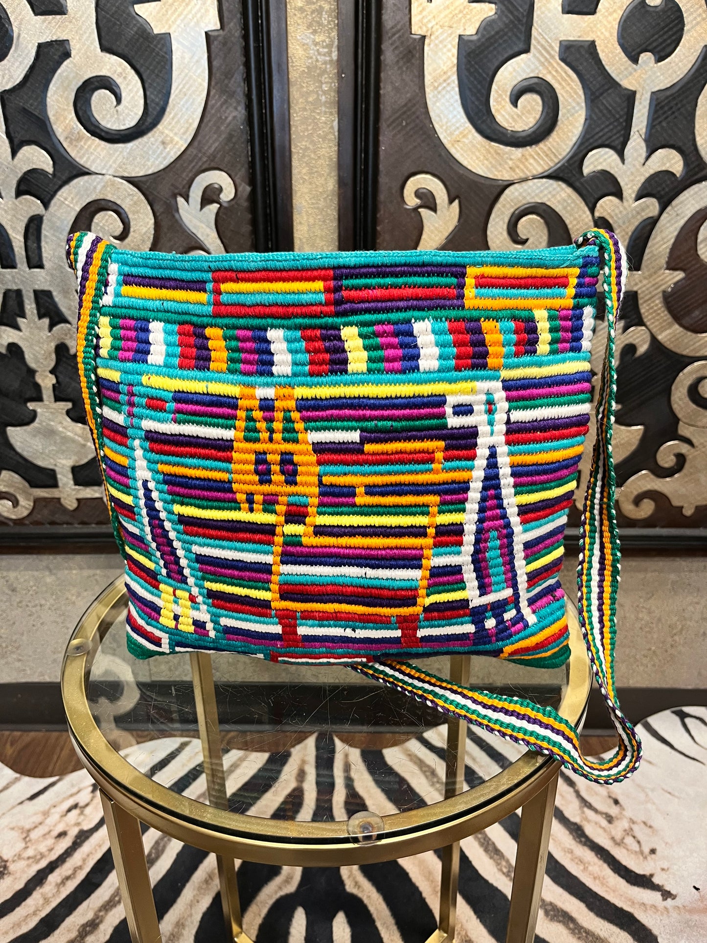 South American woven rope colorful strap handbag