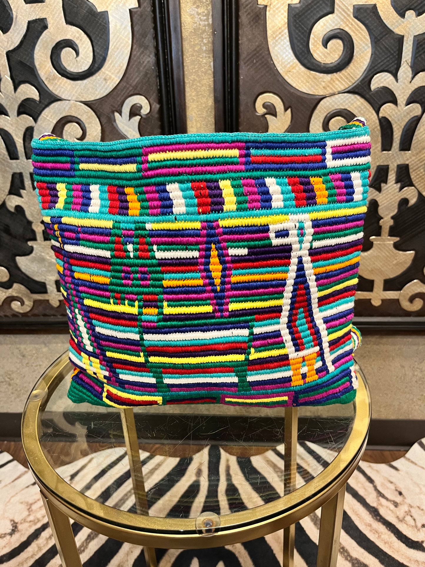 South American woven rope colorful strap handbag